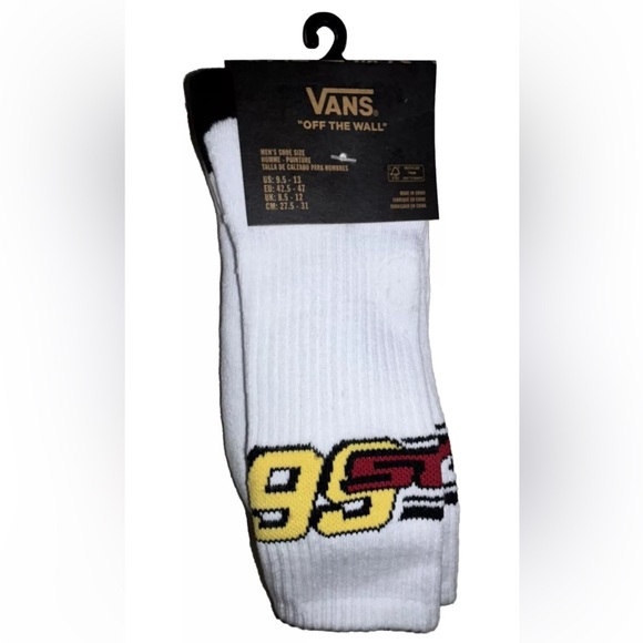 Vans Dusk Downer Crew Socks 1 Pair Men 9.5-13 White w 66 Logo Skate Off The Wall - Picture 1 of 12